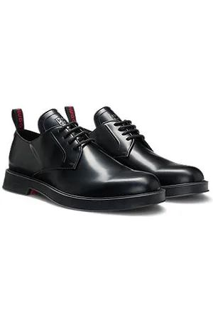 HUGO BOSS Leather Derby shoes with stacked-logo tongue