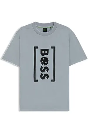 HUGO BOSS Relaxed-fit T-shirt with tennis-inspired mesh-print logo