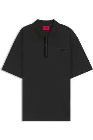 HUGO BOSS Cotton-blend polo shirt with zip placket