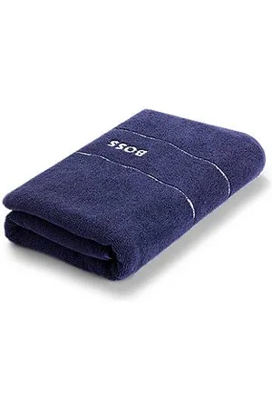 HUGO BOSS Cotton bath towel with white logo embroidery