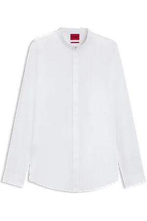 HUGO BOSS Slim-fit shirt in stretch cotton with stand collar