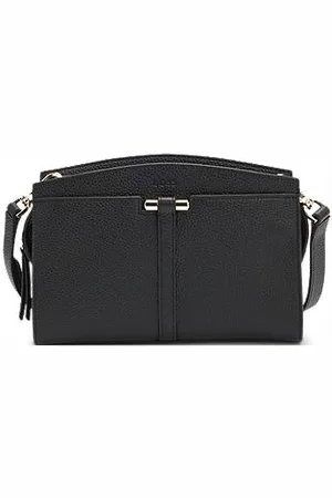 HUGO BOSS Grained-leather crossbody bag with hardware trims