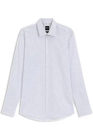 HUGO BOSS Slim-fit shirt in printed Oxford stretch cotton