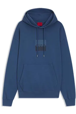 HUGO BOSS Relaxed-fit hoodie in cotton terry with split logo