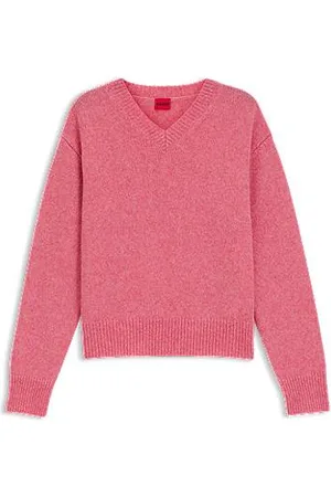 HUGO BOSS V-neck sweater in a wool blend with logo detail