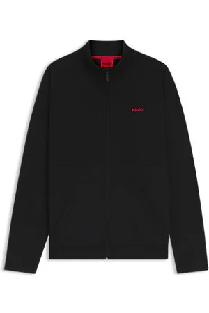 HUGO BOSS Cotton-blend zip-up jacket with waffle structure