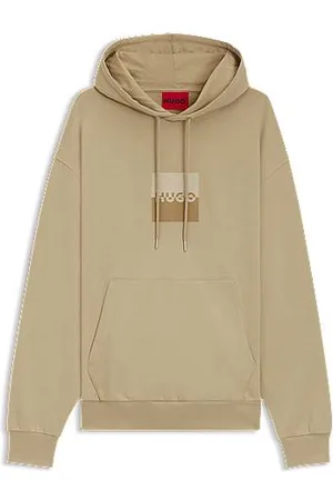 HUGO BOSS Relaxed-fit hoodie in cotton terry with split logo