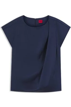 HUGO BOSS Satin top with drape neckline
