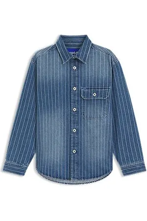 HUGO BOSS Oversized-fit shirt in striped denim