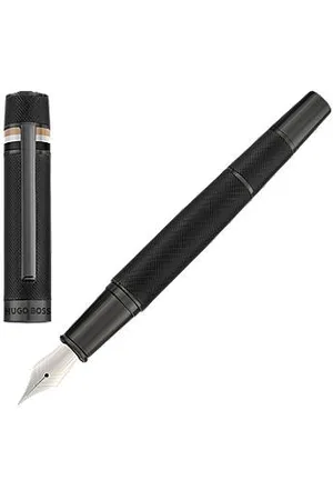 HUGO BOSS Textured-barrel fountain pen with signature-stripe ring