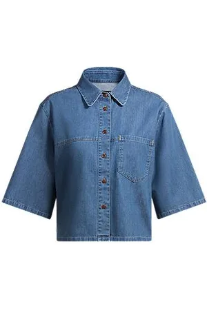 HUGO BOSS Relaxed-fit blouse in selvedge denim