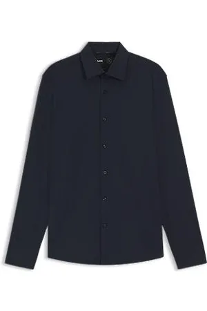 HUGO BOSS Slim-fit shirt in structured performance-stretch jersey
