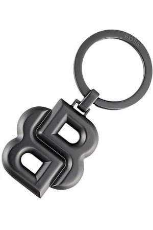 HUGO BOSS Key ring with matte-gunmetal Double B monogram