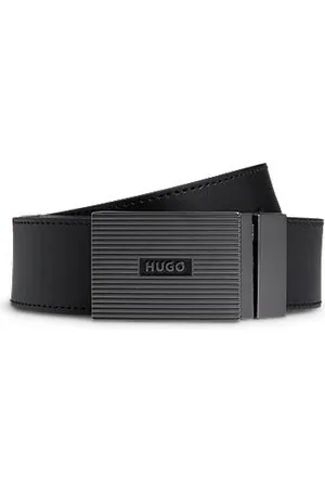 HUGO BOSS Italian-leather reversible belt with plaque buckle