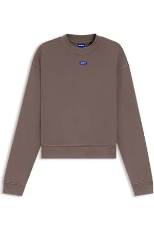 HUGO BOSS Cotton-terry sweatshirt with logo badge