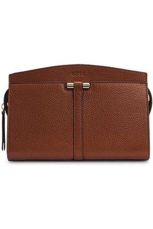HUGO BOSS Grained-leather crossbody bag with hardware trims