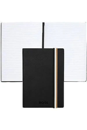 HUGO BOSS A6 faux-leather notebook with signature-stripe strap