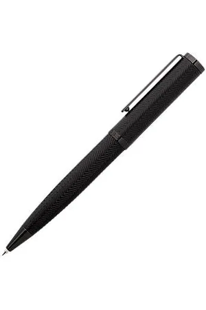 HUGO BOSS Gunmetal ballpoint pen with herringbone texture