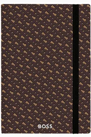 HUGO BOSS A5 monogram-pattern notebook and ballpoint pen set