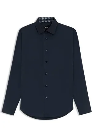 HUGO BOSS Regular-fit shirt in easy-iron stretch-cotton poplin