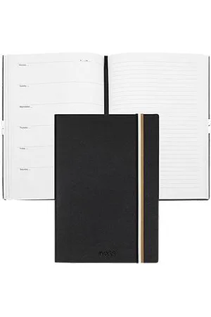 HUGO BOSS A5 faux-leather notebook with signature-stripe strap