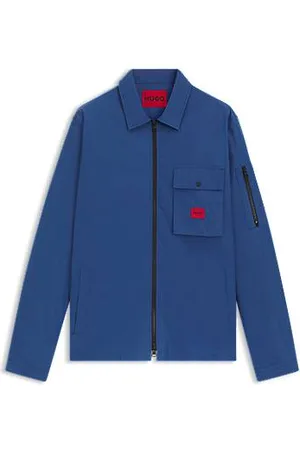 HUGO BOSS Zip-up cotton-blend canvas overshirt with logo label