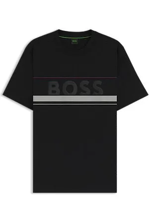 HUGO BOSS Cotton-jersey T-shirt with stripes and logo