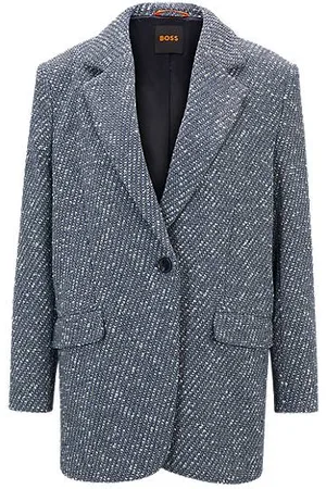 HUGO BOSS Single-button jacket in denim-effect tweed