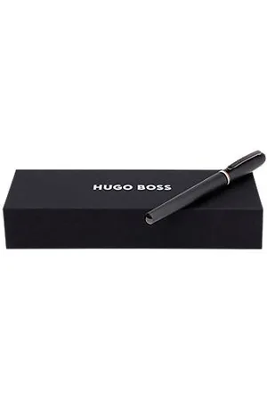 HUGO BOSS Brushed rollerball pen with signature-stripe ring