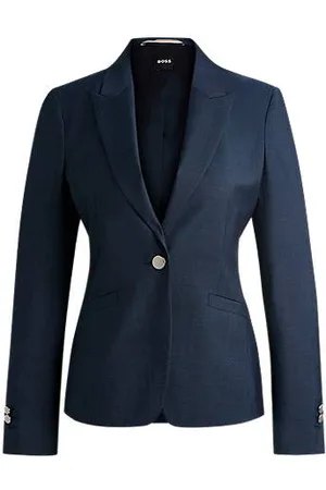 HUGO BOSS Slim-fit jacket in denim-effect virgin-wool twill