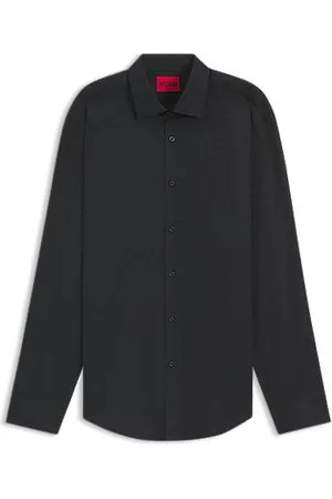 HUGO BOSS Slim-fit shirt in cotton with logo jacquard