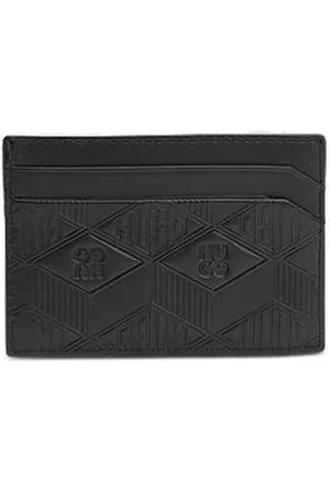 HUGO BOSS Leather card holder with geometric logos