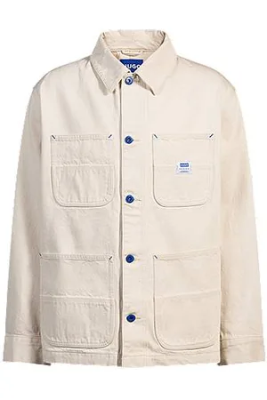 HUGO BOSS Relaxed-fit field jacket in ecru denim