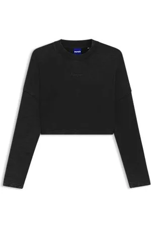 HUGO BOSS Cropped cotton sweatshirt with logo print