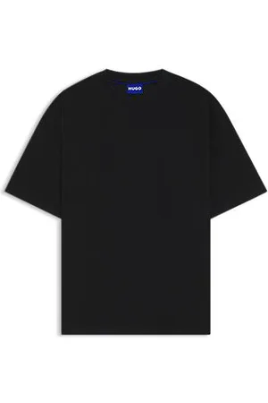 HUGO BOSS Cotton-jersey T-shirt with blue logo patch