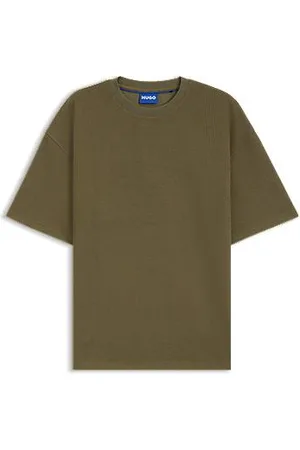 HUGO BOSS Cotton-jersey T-shirt with blue logo patch