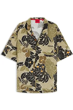 HUGO BOSS Relaxed-fit beach shirt with all-over print
