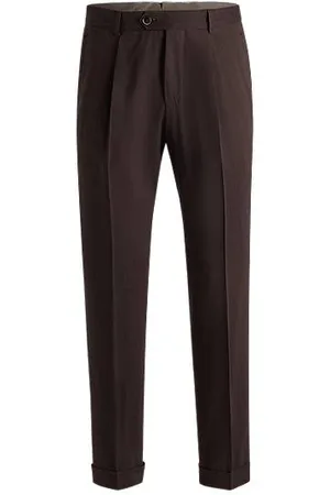 HUGO BOSS Pleat-front trousers in linen and wool