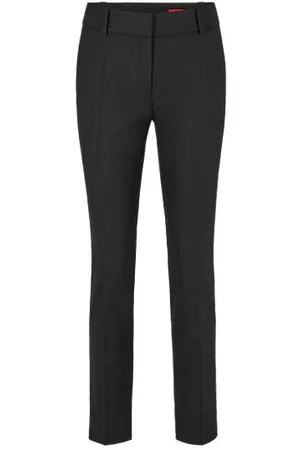 HUGO BOSS Slim-fit trousers in stretch fabric with slit hems