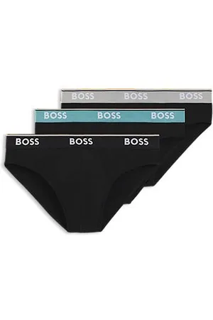 HUGO BOSS Three-pack of stretch-cotton briefs with logo waistbands