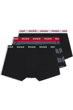 HUGO BOSS Three-pack of stretch-cotton trunks with logo waistbands