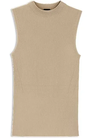 HUGO BOSS Sleeveless mock-neck top in ribbed fabric