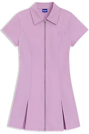 HUGO BOSS Zip-front bodycon dress with pleated skirt