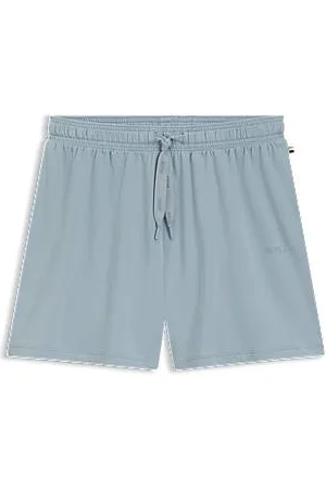 HUGO BOSS Drawstring pyjama shorts in stretch cotton with logo print