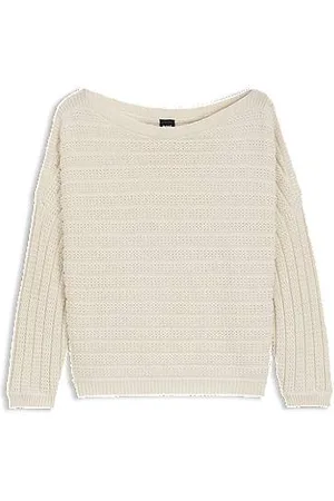 HUGO BOSS Cotton-blend knitted sweater with mixed structures