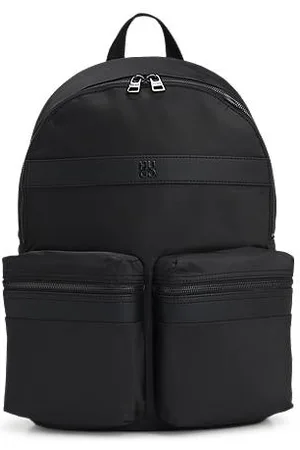 HUGO BOSS Twill backpack with stacked-logo trim