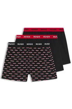 HUGO BOSS Three-pack of cotton boxer shorts with logo waistbands