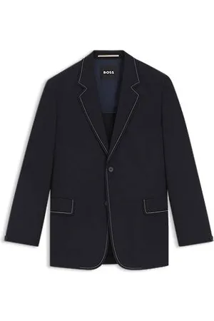 HUGO BOSS Relaxed-fit jacket in virgin wool with contrast stitching