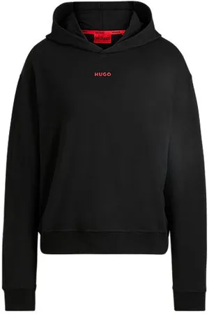 HUGO BOSS Relaxed-fit hoodie in stretch jersey with logo print