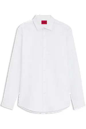 HUGO BOSS Slim-fit shirt in cotton with logo jacquard